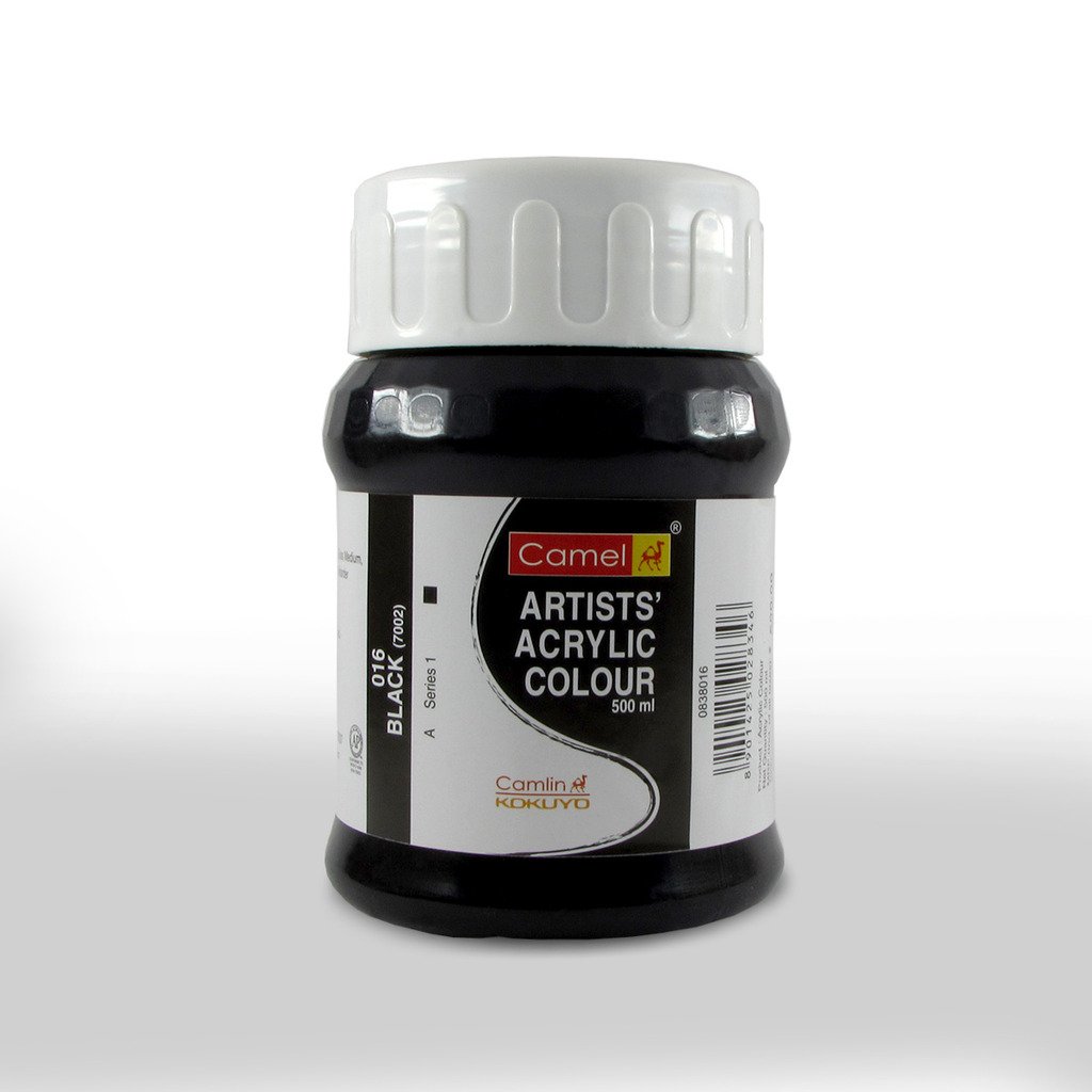 Buy Online Camel Acrylic Colour Black 500 ml (A1_016) - Ahmedabad