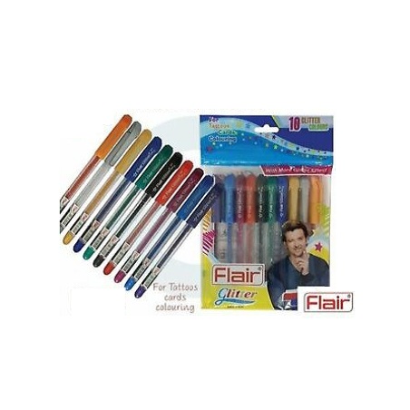 Flair Xtra Sparkle Glitter 10 Colors Gel Pen ( 1 SET ) - Free Shipping